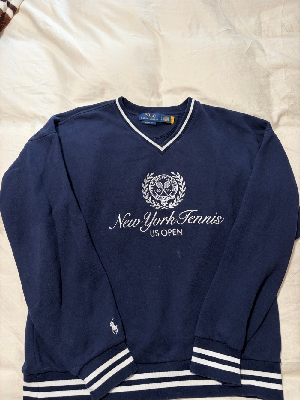 Polo by Ralph Lauren Navy V-Neck New York Tennis US Open Sweater